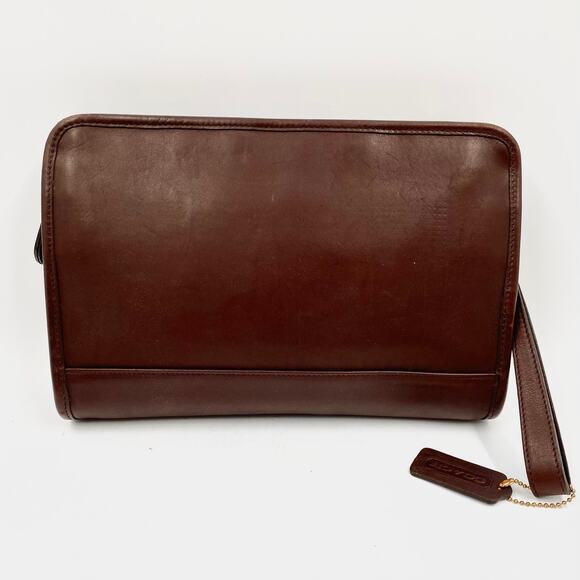 Coach Vintage Brown Clutch Wristlet Bag Toiletries Case Costa Rica Leather - Picture 1 of 12